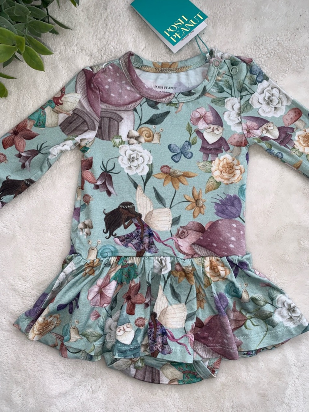 NWT Posh Peanut Faye Bamboo Twirl Skirt Bodysuit Dress Fairies 3-6M